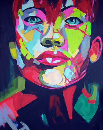 Portret Chinka malarstwo obraz akryl , OKAZJE - Prezent na Baby shower