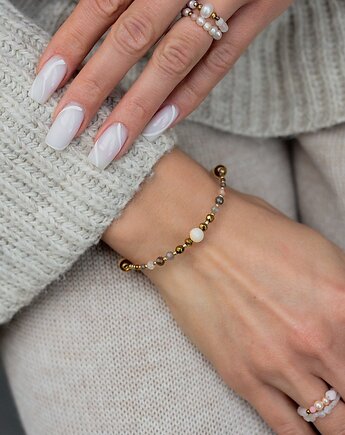 Bransoletka z Mokaitem Cytrynem i Marmurem, w hand works