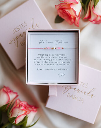 Bransoletka dla babci, kamienie naturalne i perła, Bibu bijoux