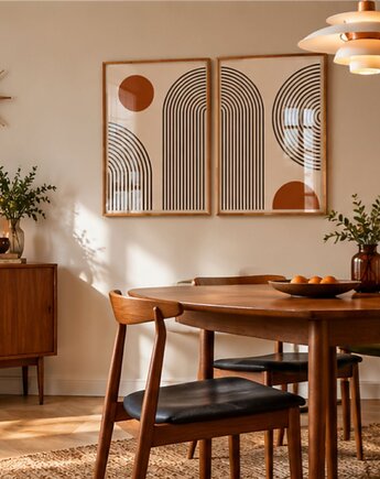 DWA PLAKATY mid century abstrakcyjne, black dot studio