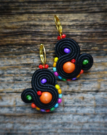Kolorowe Lentinki- kolczyki soutache, Mró Soutache