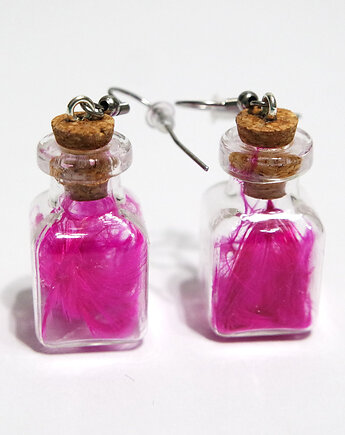 Kolczyki fiolki - amarantowe piórko, yenoo