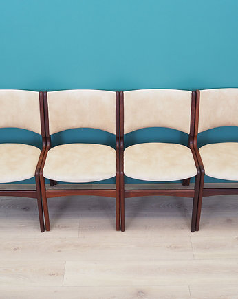 Komplet czterech krzeseł tekowych, duński design, lata 70, Henning Kjaernulf, Przetwory design