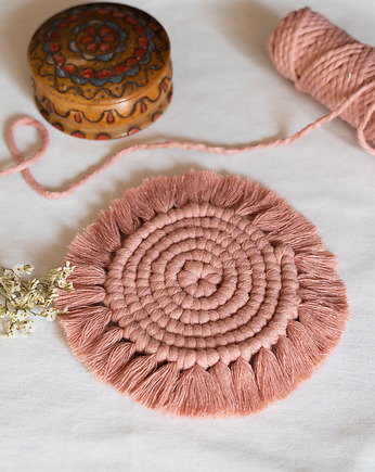 Podkładka makramowa GOLDEN PINK, wu handmade