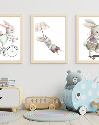 dziecko, Zestaw 3 plakaty pastelowe zwierzątka nr.7