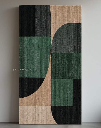 ZAKROCKA ATELIER obrazy do salonu modernistyczne 80x160cm -  zieleń i beż, art and texture