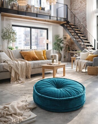 Pufa Pikowana  Poducha francuska Siedzisko Morski/Petrol, nisza