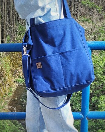 Lazy bag Pocket torba granatowa bawełniana eco, hairoo
