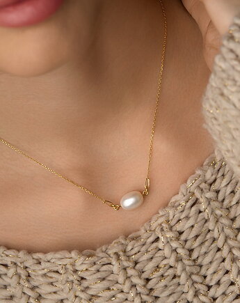 Naszyjnik z perłą naturalną- srebro 925 pozłacane, Coccola JEWELLERY
