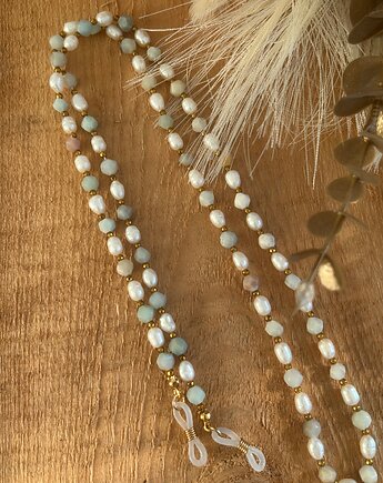 Łańcuszek do okularów z kamieniami i perłami hodowlanymi, Blask Natury