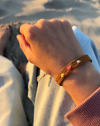 Plażowa bransoletka handmade - zachód słońca, Słońcem Tkane