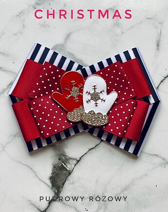 Brosza z Rękawiczkami z kryształków Mikołajki Święta