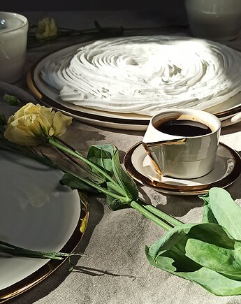 Filiżanka espresso, biała złocona, MANOceramics