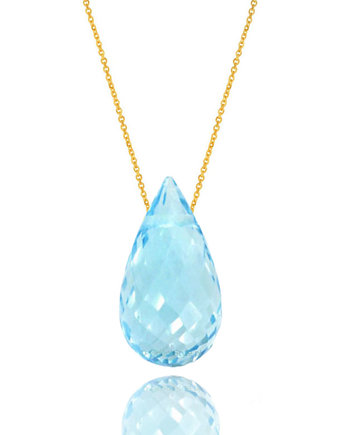 Colare Topaz Sky Blue Kropla złoto 585, Brazi Druse Jewelry