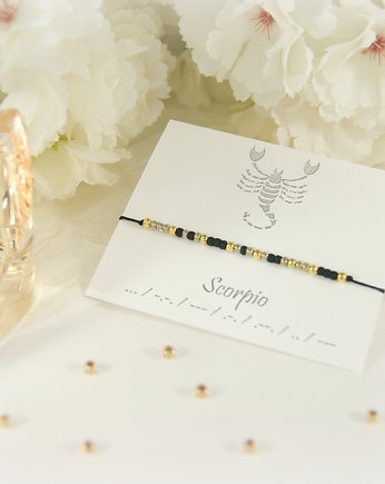 "Scorpio" Zodiak Morse Code Bracelet "Skorpion", Blue Pearl Art