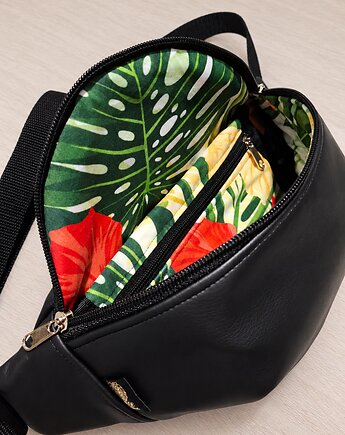 Nerka monstera ekoskóra czarna, ML handmade