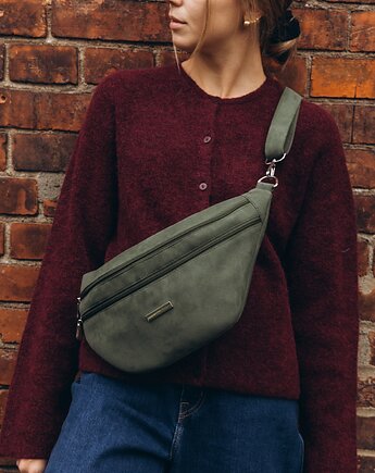 Nerka XL z grubego nubuku tapicerskiego w kolorze oliwkowym, Karolina Audycka