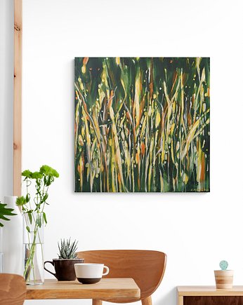 Obraz ręcznie malowany na płótnie 60 x 60 cm - Złote plony, Kasia Kulicka