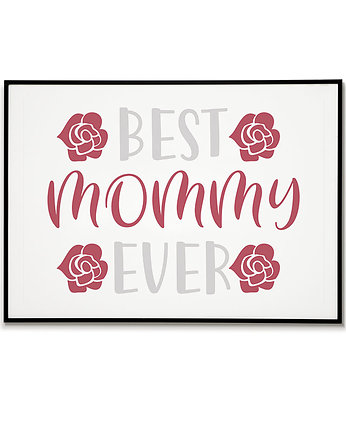 Plakat na Dzień Matki napisy Najlepsza Mama, Bajkowe Obrazki