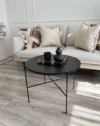 Meg black- stolik z matowym blatem, stolik okrągły, stolik kawowy, ława, Papierowka Simple form of furniture