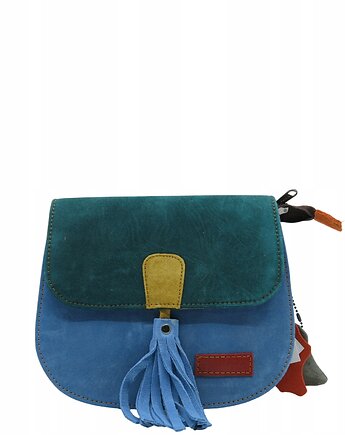 Torebka listonoszka zamszowa damska regulowany pasek kolorowa OLIVKA, Olivka Warsaw