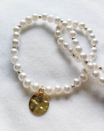 Naszyjnik z koralików perłowych moneta, Amithu_jewelry 