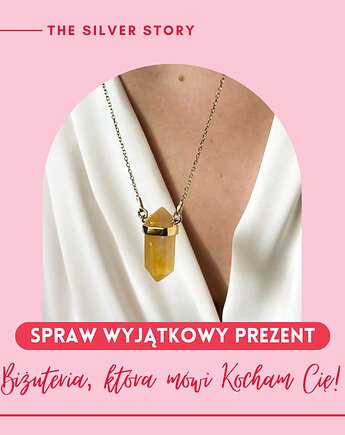 Naszyjnik cytryn w oprawie srebro 925 pozłacane, THE SILVER STORY