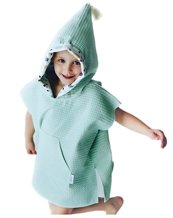 Ponczo Kąpielowe Bawełniane z Kapturem Muślinowym MINT od BabyU, Sleepdo