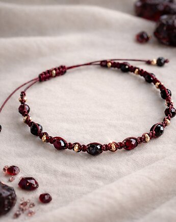 Bransoletka "Cherry Wine" z granatem i onyksem, Sol Soul