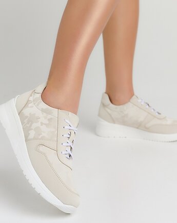 Sneakersy skórzane - ecru   (6624), BOSCCOLO