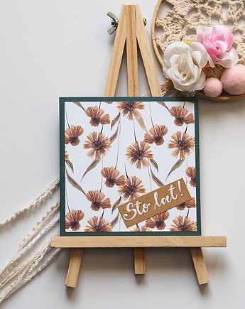 Kartka handmade Sto lat Kwiatki Zielona, ładnie piszę pracownia