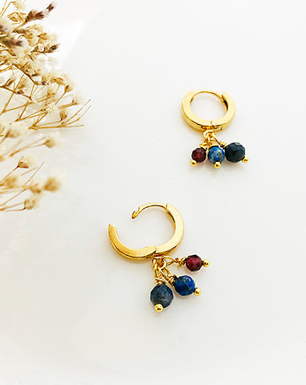 Kolczyki z szafirem, rubinem i lapis lazuli, Anemon Atelier