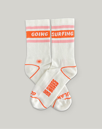 GOING SURFING Skarpety  z napisem w paski dla surferów UNISEX, OKAZJE - Prezenty na 18 dla chłopaka