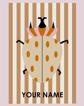 Personalizowana grafika/obraz Beetle brązowy z Twoim imieniem, Monkey Machine