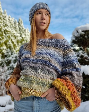 Naturalnie farbowany sweter z wełny, alpaki i jedwabiu, HERBE DESIGN