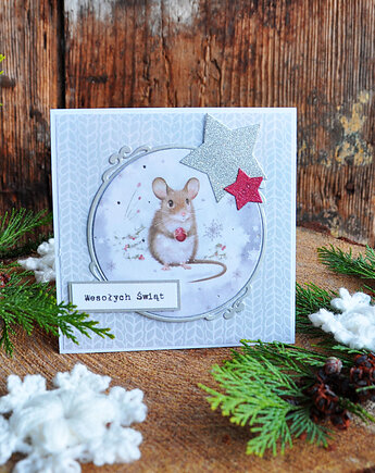 Kartka świąteczna "Zimowy las", mamuta