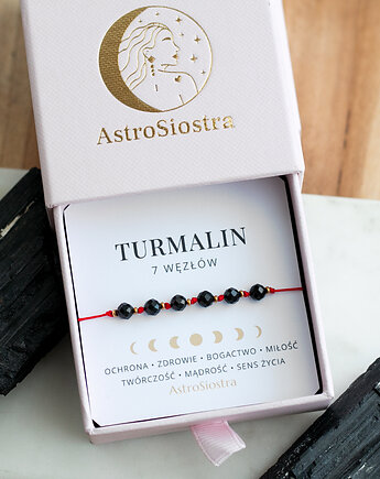 Bransoletka Ochronna 7 węzłów Turmalin z Turmalinem Ochrona Amulet Talizman, AstroSiostra