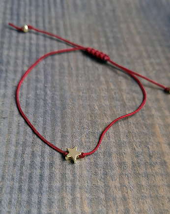 Złocona bransoletka STAR gwiazdka na sznurku bordo, COCONUT