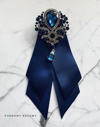 Brosza / krawatka z Ogromnym kryształem 1 szt NEW, Pudrowy Różowy