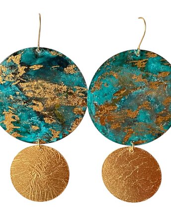 Duże kolczyki turkus i złoto, Artseko