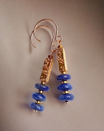 EFEKTOWNE kolczyki : lapis lazuli, lawa : granat i złoto, kaktusia
