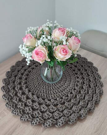 Podkładka szydełkowa ze sznurka na stolik kawowy 60cm, MISZ MASZ Dorota Tyszko