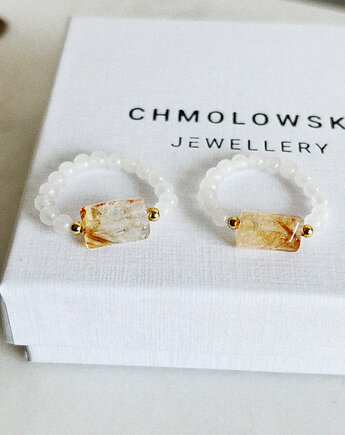Pierścionek elastyczny Jadeit i Cytryn, Chmolowska Jewellery