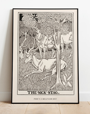 Plakat vintage szkic deer - JELENIE, Storelia