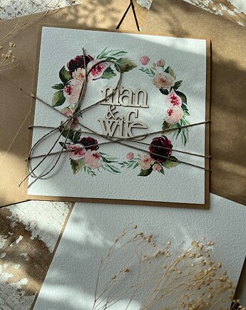 Stylowa kartka ślubna z kopertą Wedding Day, sorte