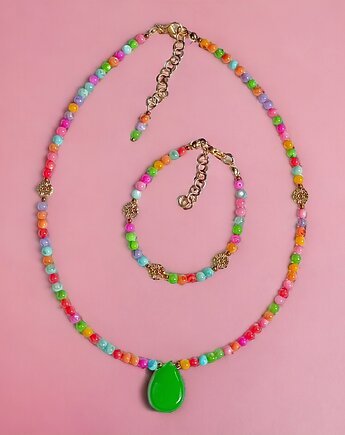 RAZEM TANIEJ : summer collection : kolorowa muszla, jadeit i kwiatuszki, kaktusia