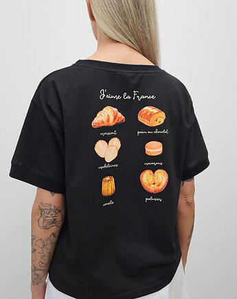 Bawełniana koszulka o luźnym kroju - Croissant black, Ablush