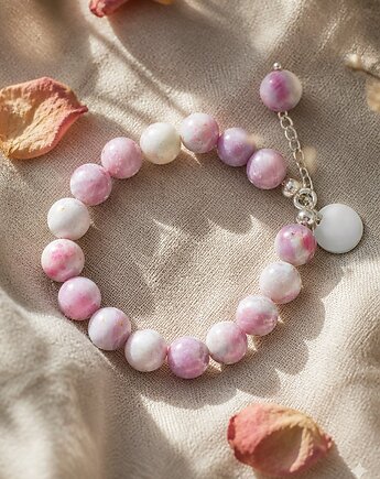 Bransoletka Rose Pink, kamienie naturalne i srebro 925, Velucci