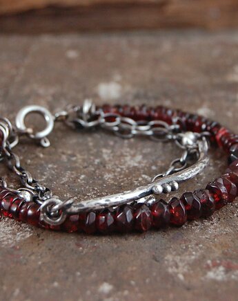 Granat - srebrna bransoleta, mzstudio