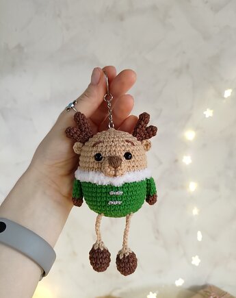 Brelok renifer, Brelok jelonek, Brelok na prezent, Zawieszka do torebki, EcoToysByNastya